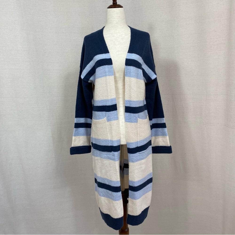 Long Cozy Striped Cardigan Sweater